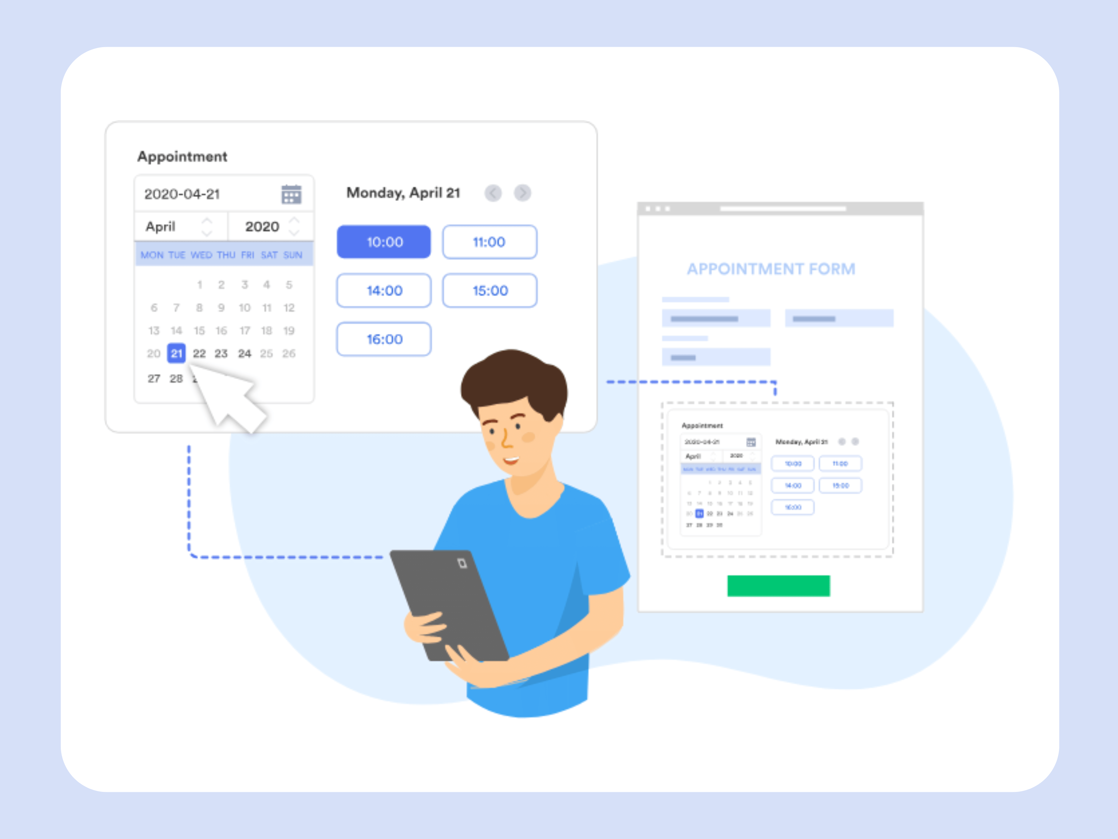 Giao diện đặt lịch trực quan giúp khách hàng thao tác nhanh và tăng khả năng đặt dịch vụ.