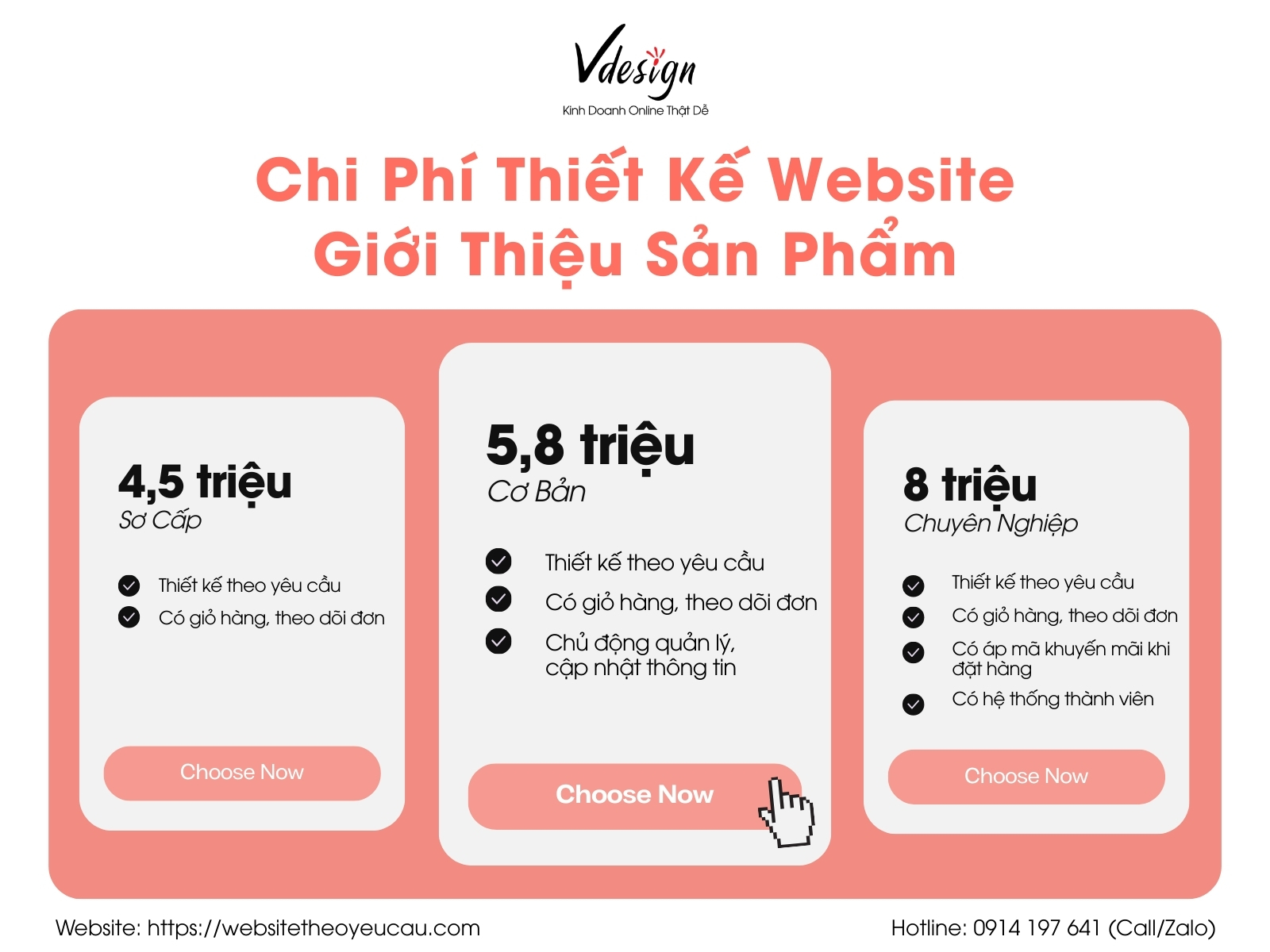 Giá thiết kế website giới thiệu sản phẩm VDesign.