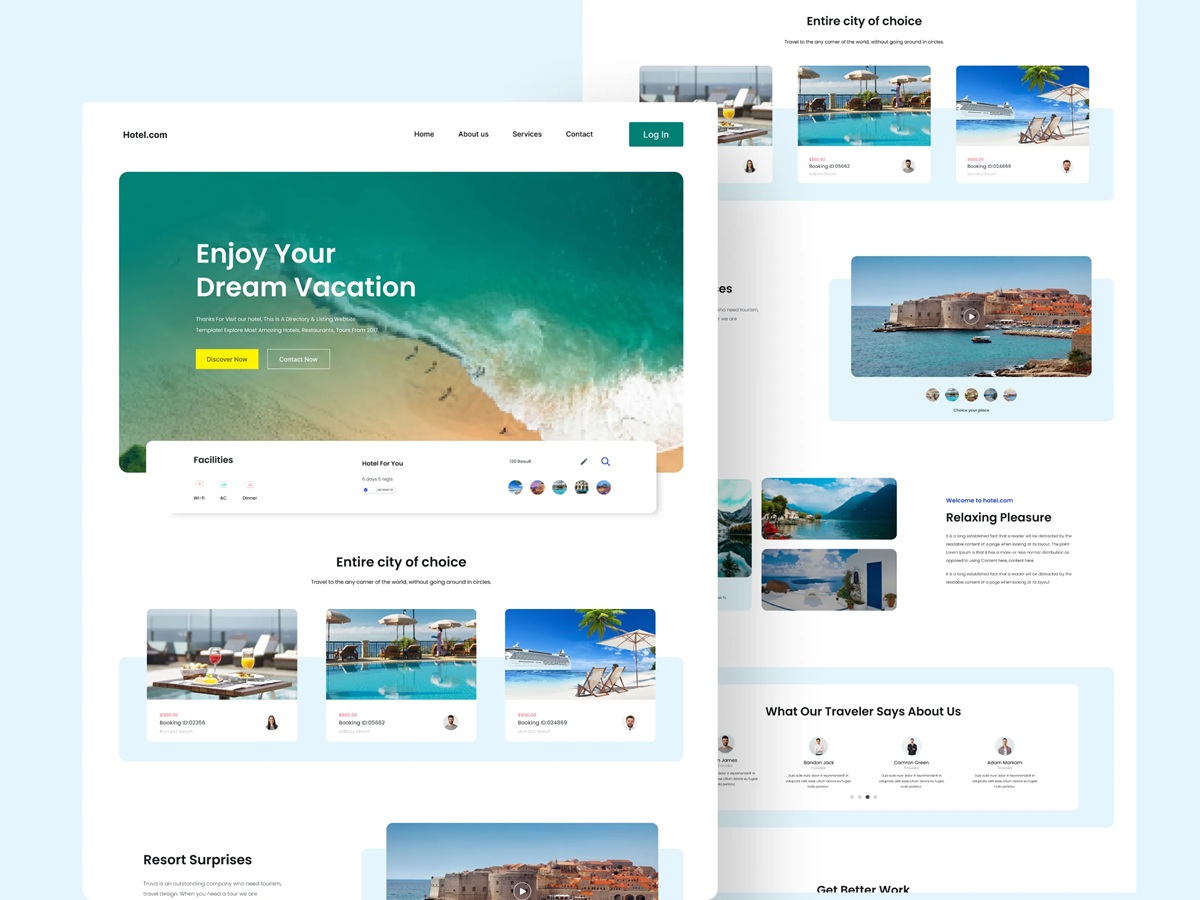 Giao diện website tích hợp công cụ đặt lịch trực tuyến giúp khách hàng lựa chọn dịch vụ và thời gian đặt lịch nhanh chóng