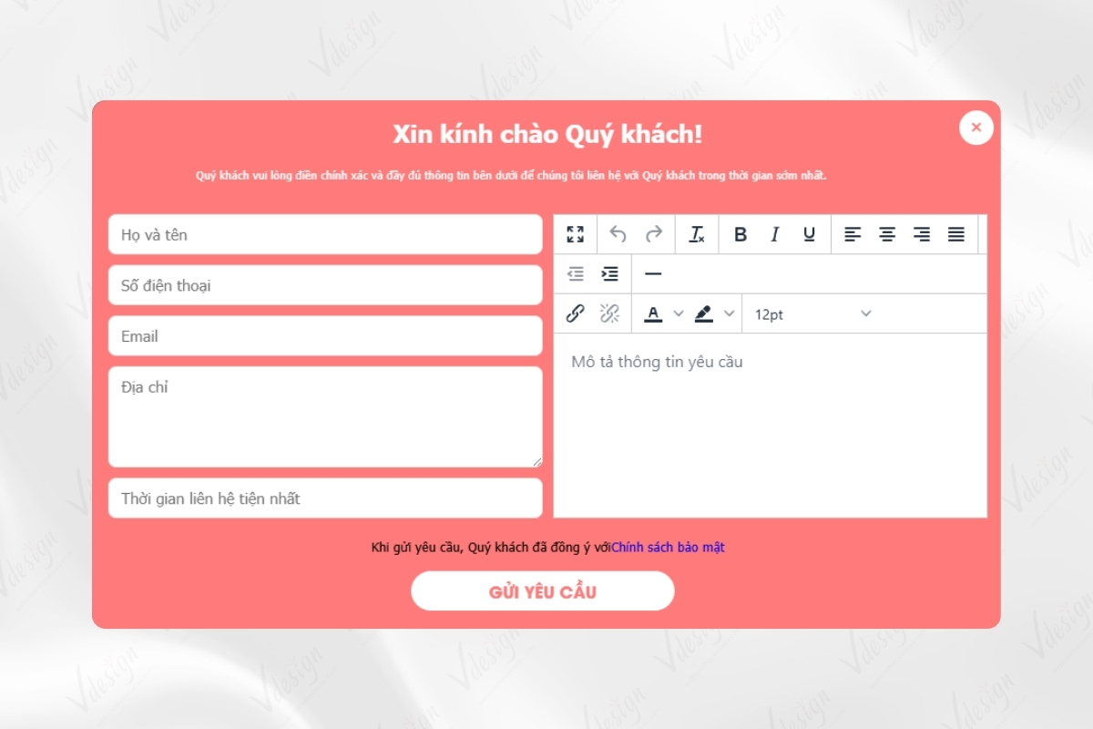 Form thu lead giúp doanh nghiệp lọc nhu cầu ban đầu và kết nối đội tư vấn với khách đúng thời điểm.