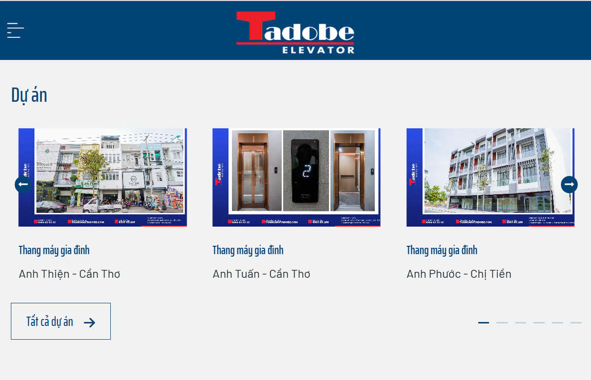 dự án website thang máy Tadobe