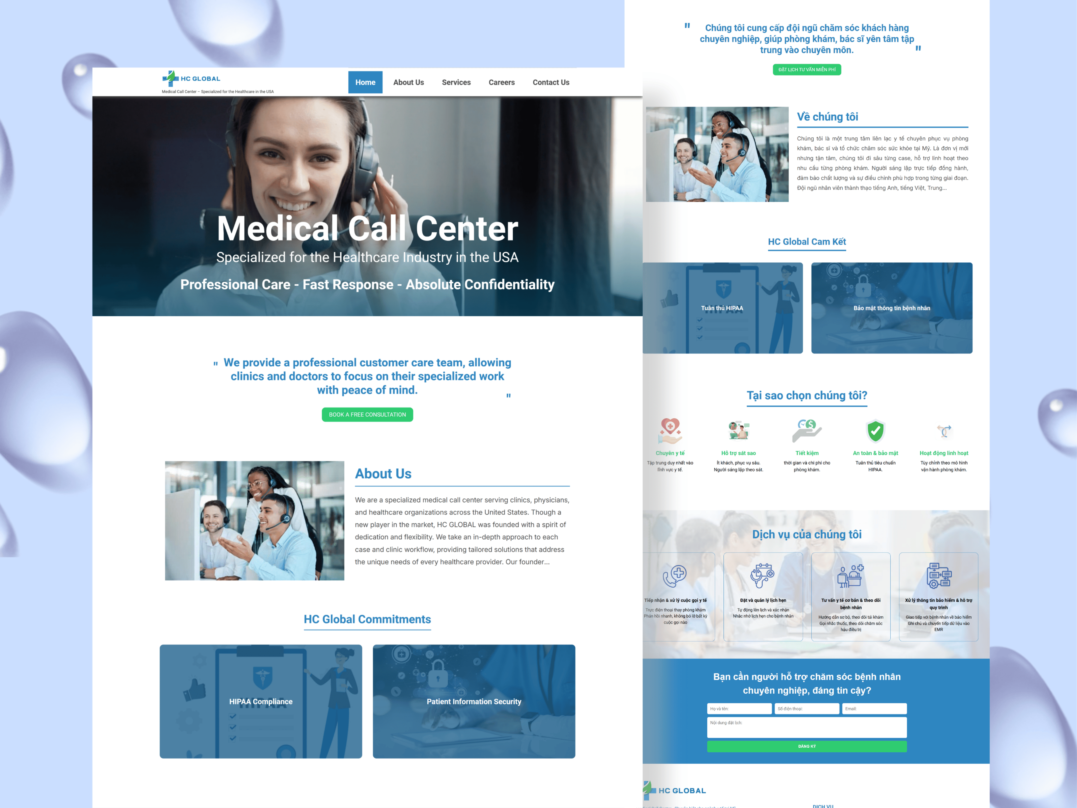 Giao diện website nha khoa hiện đại, tích hợp hệ thống đặt lịch trực tuyến và tư vấn khách hàng.