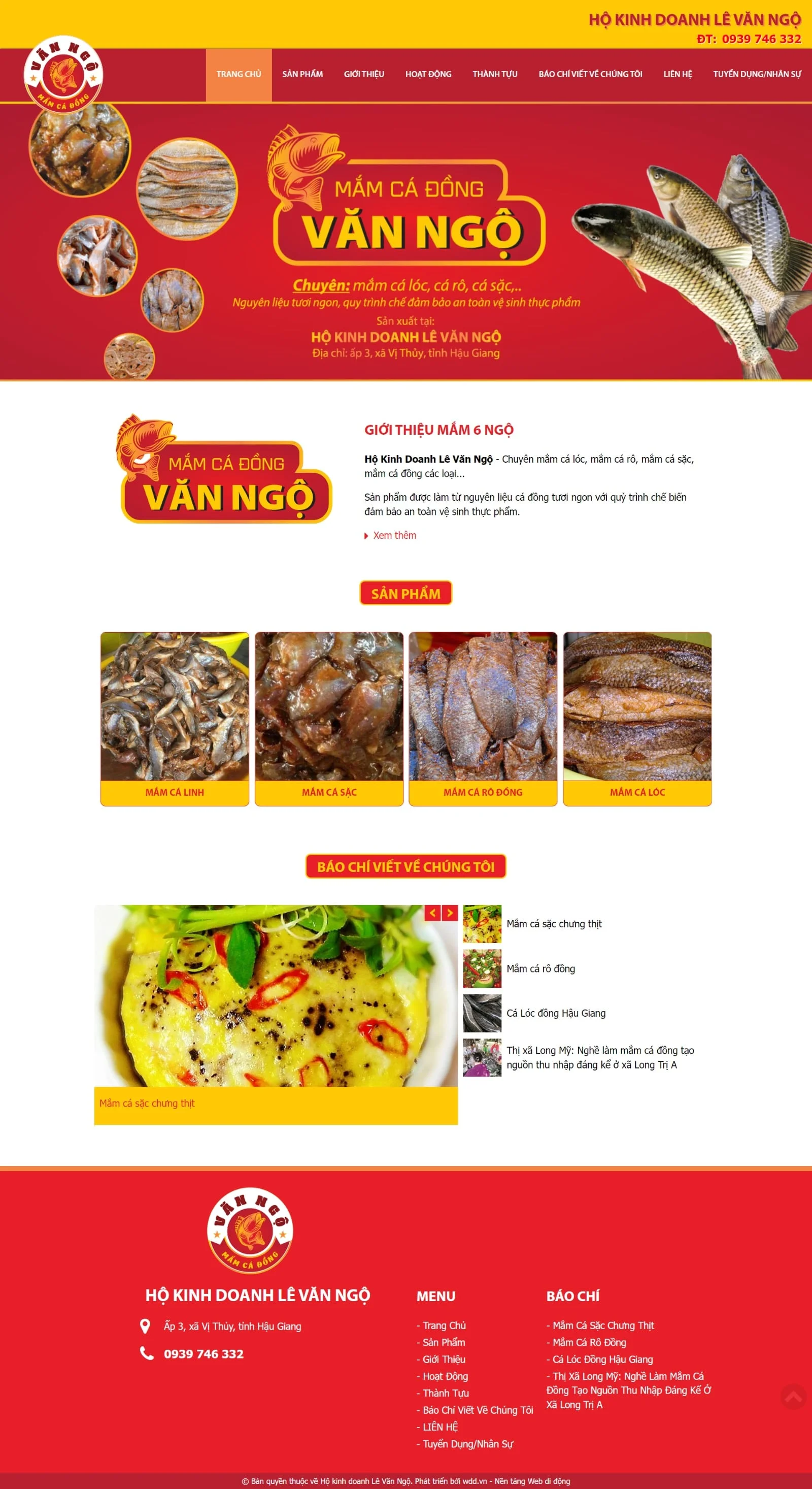 Thiết kế website Mắm 6 Ngộ